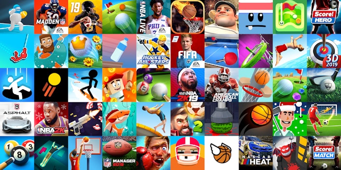 App icons of Top 50 mobile games in the US App Store Game - Sports Category 